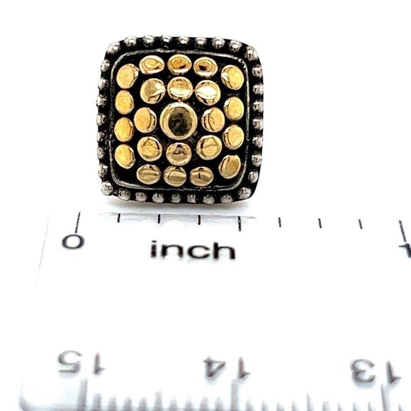 John Hardy Estate Single Earring With Plastic Disk Back 18k Y Gold + Silver JH30 - Picture 4 of 6